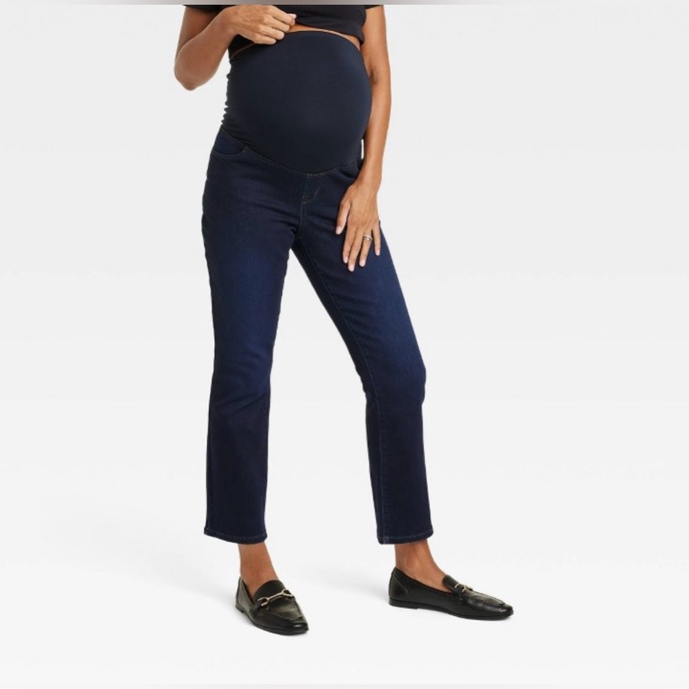 Ingrid & Isabel Straight Maternity Jeans, Dark, 16